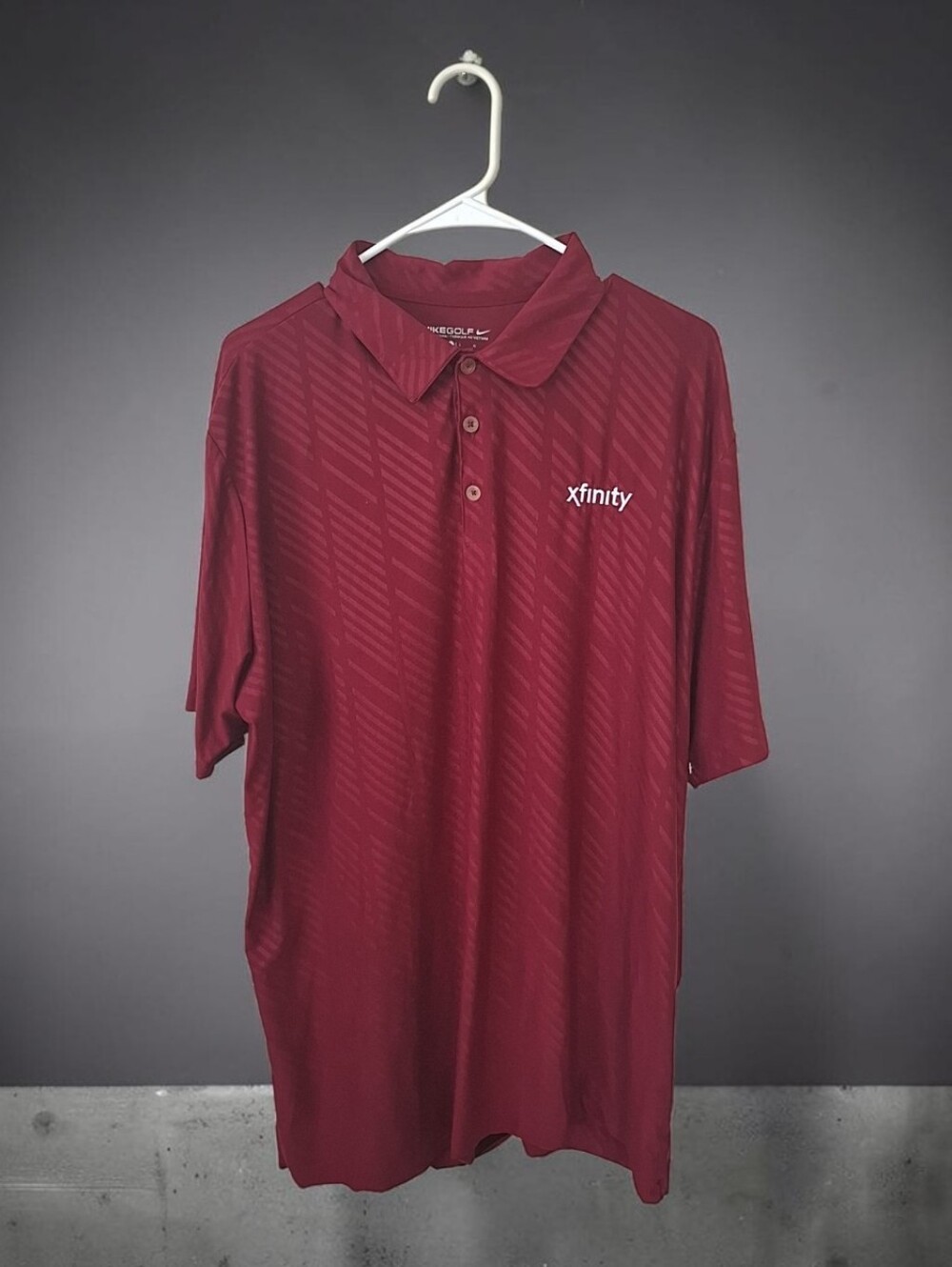 Nike Men's Maroon Polo with Subtle Stripe Texture Xfinity